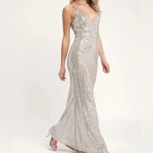 Lulu's Silver Metallic Dress Sequin Small NWT